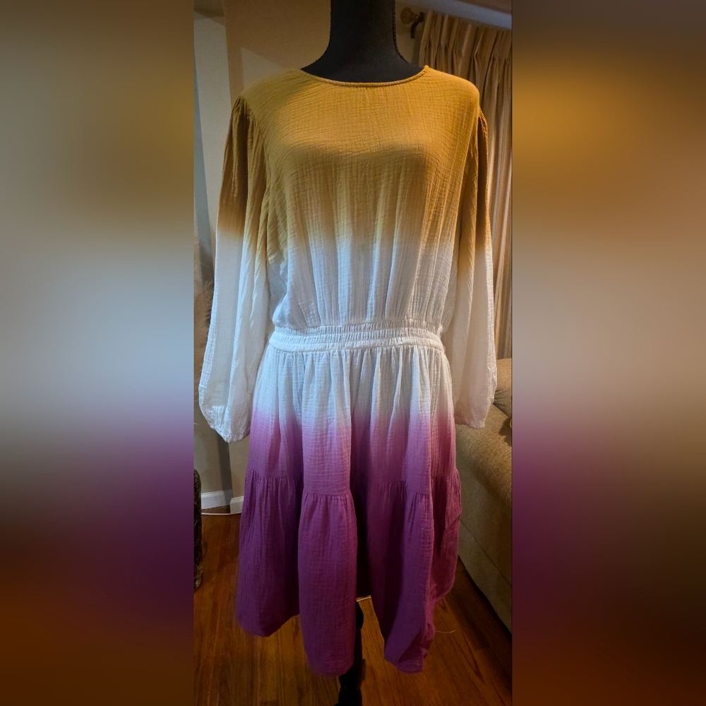 Universal Thread Gradient Orange And Pink Dress - image 2